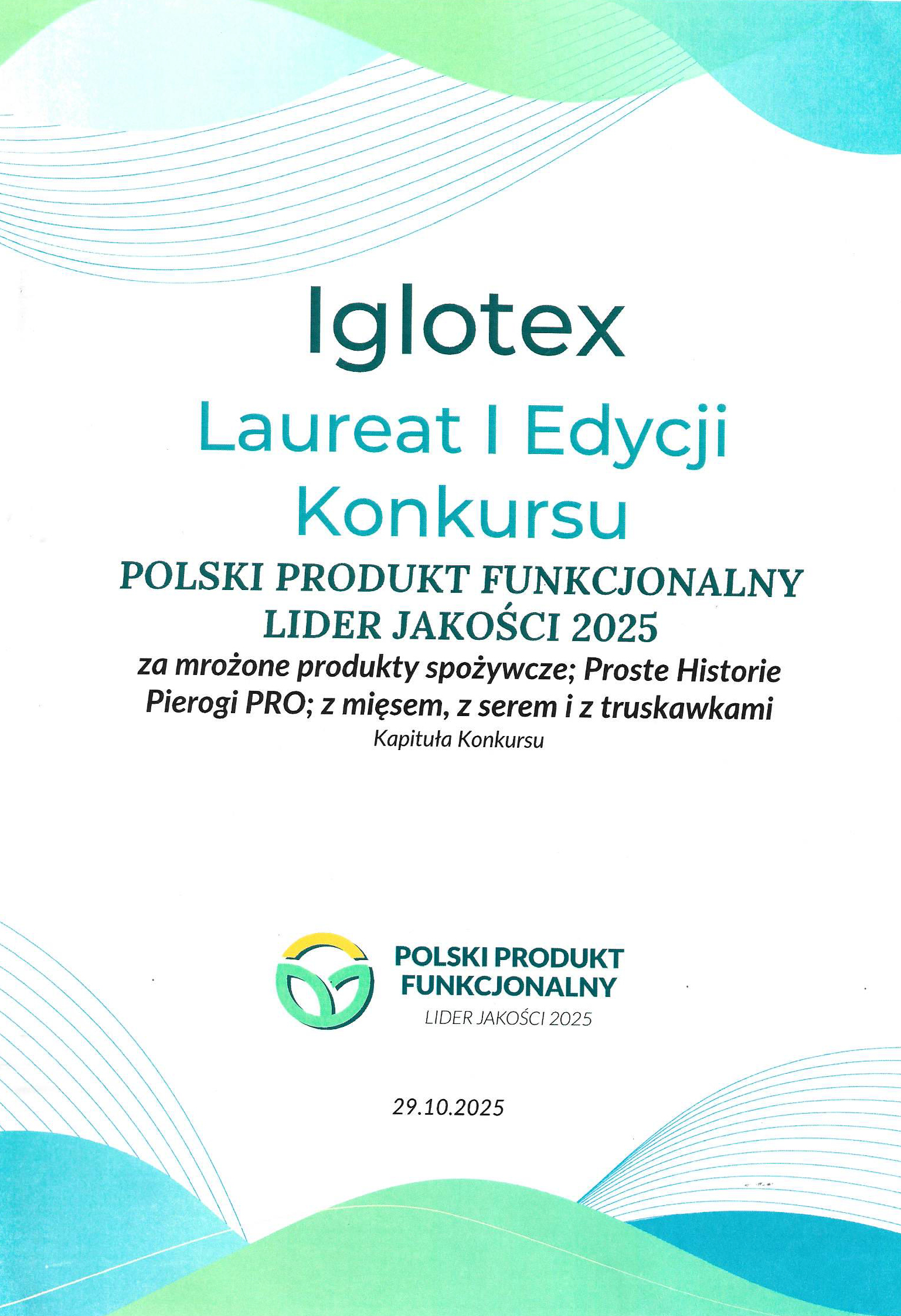 Pierogi PRO Proste Historie z wyróżnieniem Polski Produkt Funkcjonalny – Lider Jakości 2025